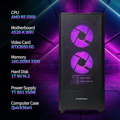 zyneex gaming pc amd ryzen 5 5500 rtx 3050 16gb ddr4 entry level
